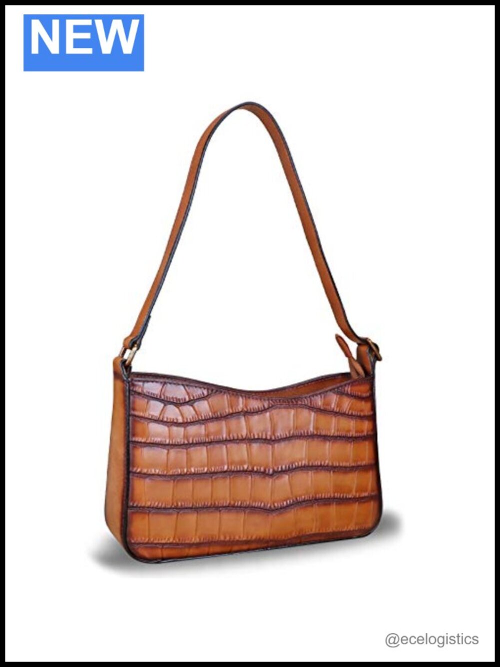 Genuine Leather Satchel Purse Hobo Handbag Crocodile Embossed Shoulder Bag